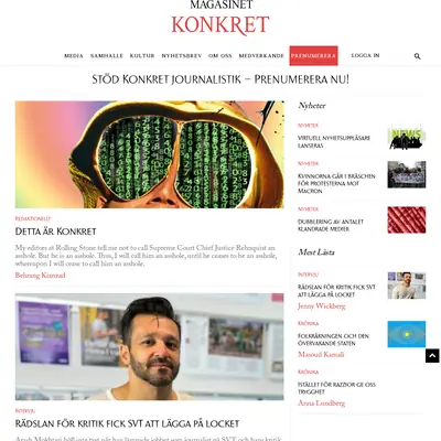 Magasinet Konkret, www.magasinetkonkret.se startsida 2023