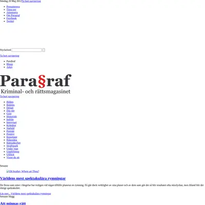 Magasinet paragraf, www.magasinetparagraf.se startsida 2012