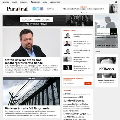 Magasinet paragraf, www.magasinetparagraf.se startsida 2016
