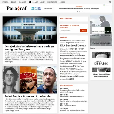 Magasinet paragraf, www.magasinetparagraf.se startsida 2017