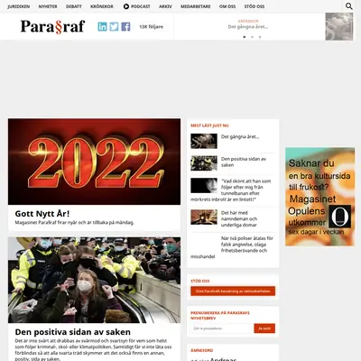 Magasinet paragraf, www.magasinetparagraf.se startsida 2022