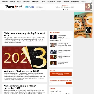 Magasinet paragraf, www.magasinetparagraf.se startsida 2023