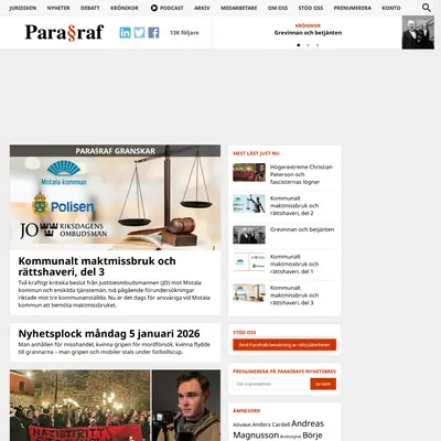 Magasinet paragraf, www.magasinetparagraf.se startsida 2026