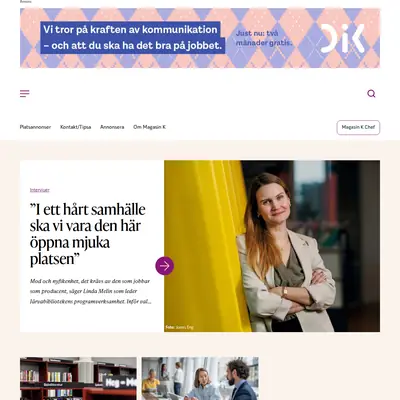 Magasin K, www.magasink.se startsida 2026