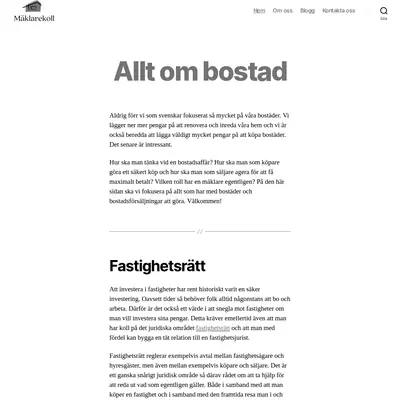 Mäklarkoll, www.maklarkoll.se startsida 2024