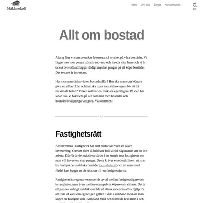 Mäklarkoll, www.maklarkoll.se startsida 2025