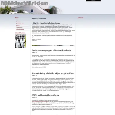 MäklarVärlden startsida 2009