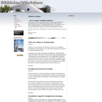MäklarVärlden startsida 2012