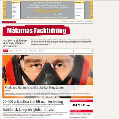 Målarnas Facktidning startsida 2014