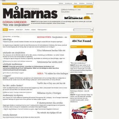 Målarnas Facktidning startsida 2018