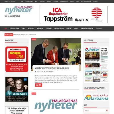 www.malaroarnasnyheter.se startsida 2019