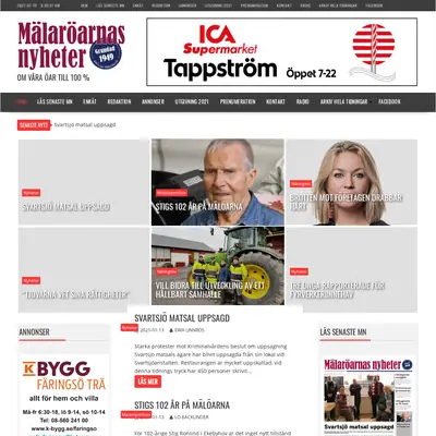 www.malaroarnasnyheter.se startsida 2021