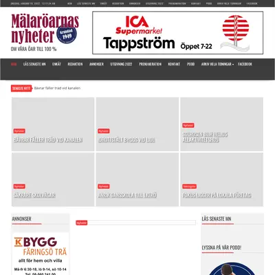 www.malaroarnasnyheter.se startsida 2022