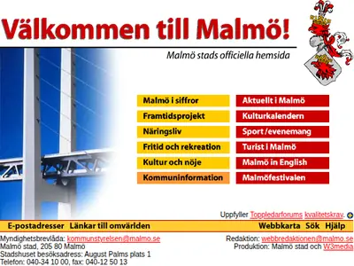 Malmo.com startsida 1998