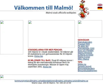 Malmo.com startsida 2000