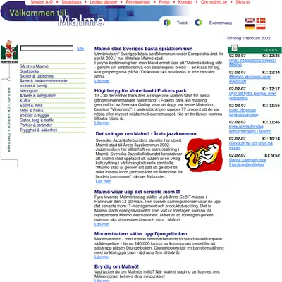 Malmo.com startsida 2002