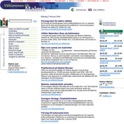 Malmo.com startsida 2004
