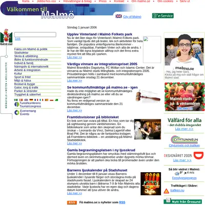 Malmo.com startsida 2006
