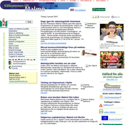Malmo.com startsida 2007