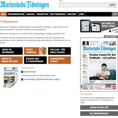 www.mariestadstidningen.se startsida 2010