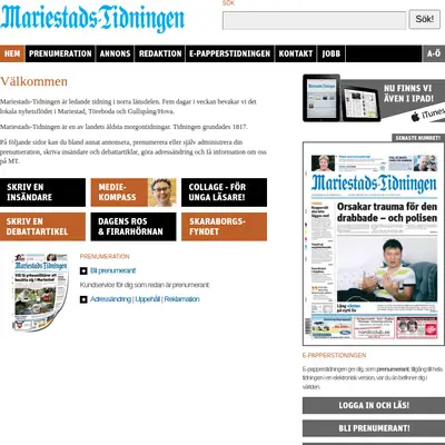 www.mariestadstidningen.se startsida 2012