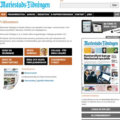 www.mariestadstidningen.se startsida 2013