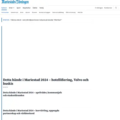 www.mariestadstidningen.se startsida 2025