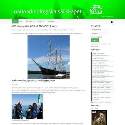 Marinarkeologisk Tidskrift startsida 2016