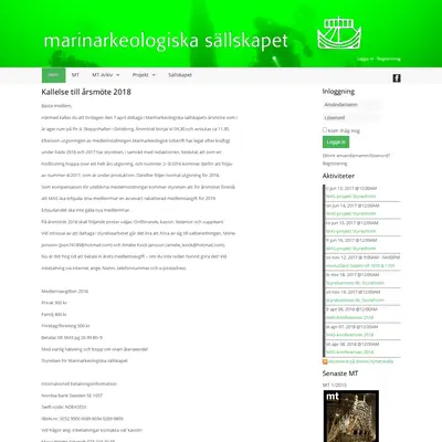 Marinarkeologisk Tidskrift startsida 2018