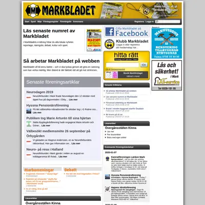 Markbladet startsida 2020