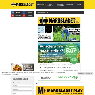 Markbladet startsida 2023