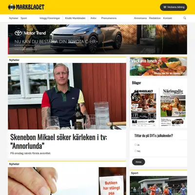 Markbladet startsida 2026