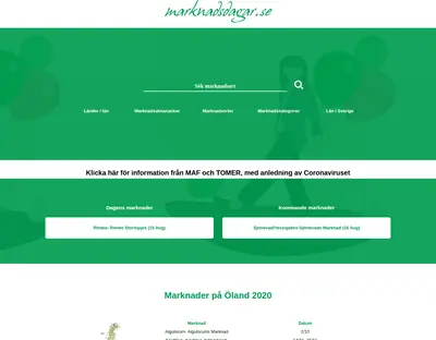 marknadsdagar.se startsida 2020
