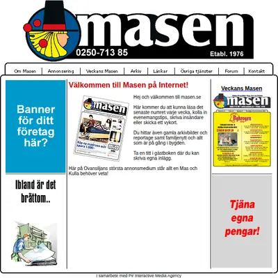 Tidningen Masen startsida 2003