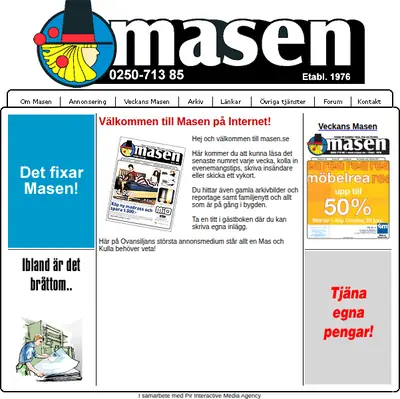 Tidningen Masen startsida 2005