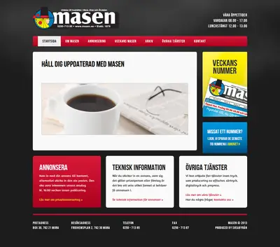 Tidningen Masen startsida 2016