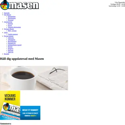 Tidningen Masen startsida 2019
