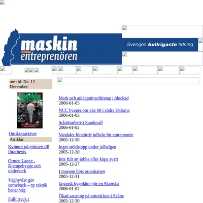 Maskinentreprenören/ME-tidningen startsida 2006