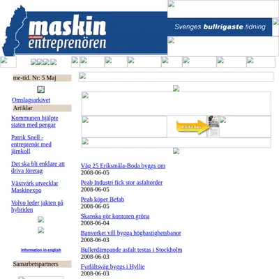 Maskinentreprenören/ME-tidningen startsida 2008