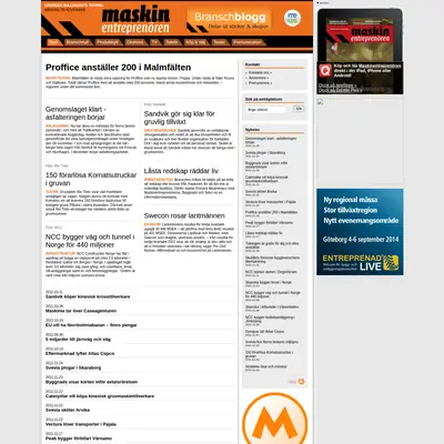 Maskinentreprenören/ME-tidningen startsida 2011