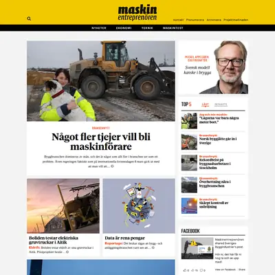 Maskinentreprenören/ME-tidningen startsida 2018