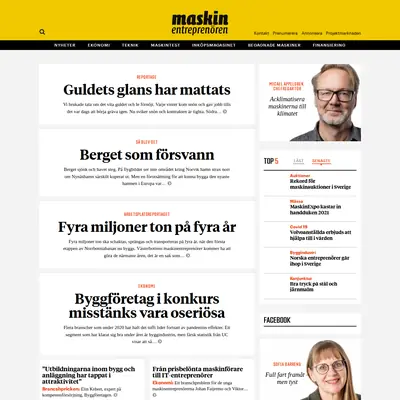 Maskinentreprenören/ME-tidningen startsida 2021