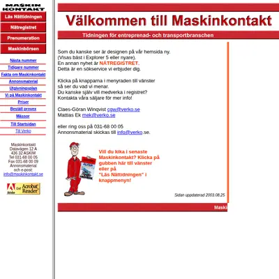 Maskinkontakt startsida 2004