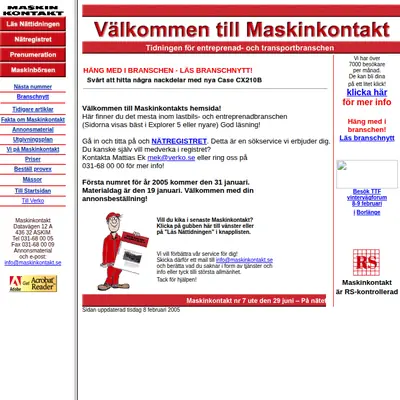 Maskinkontakt startsida 2005