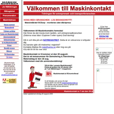 Maskinkontakt startsida 2006