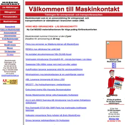 Maskinkontakt startsida 2009