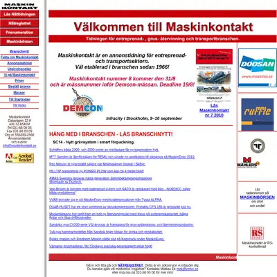 Maskinkontakt startsida 2012