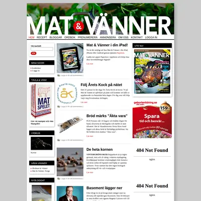 Mat & Vänner startsida 2012