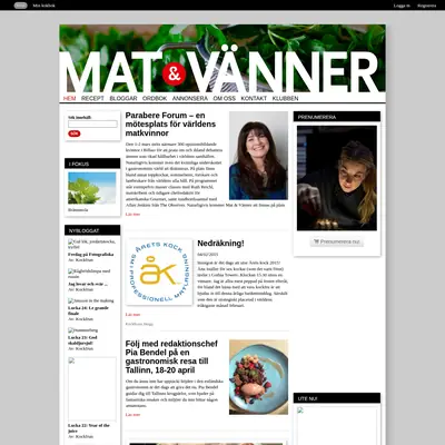 Mat & Vänner startsida 2015