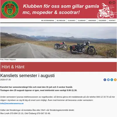 MC VETERANEN startsida 2020